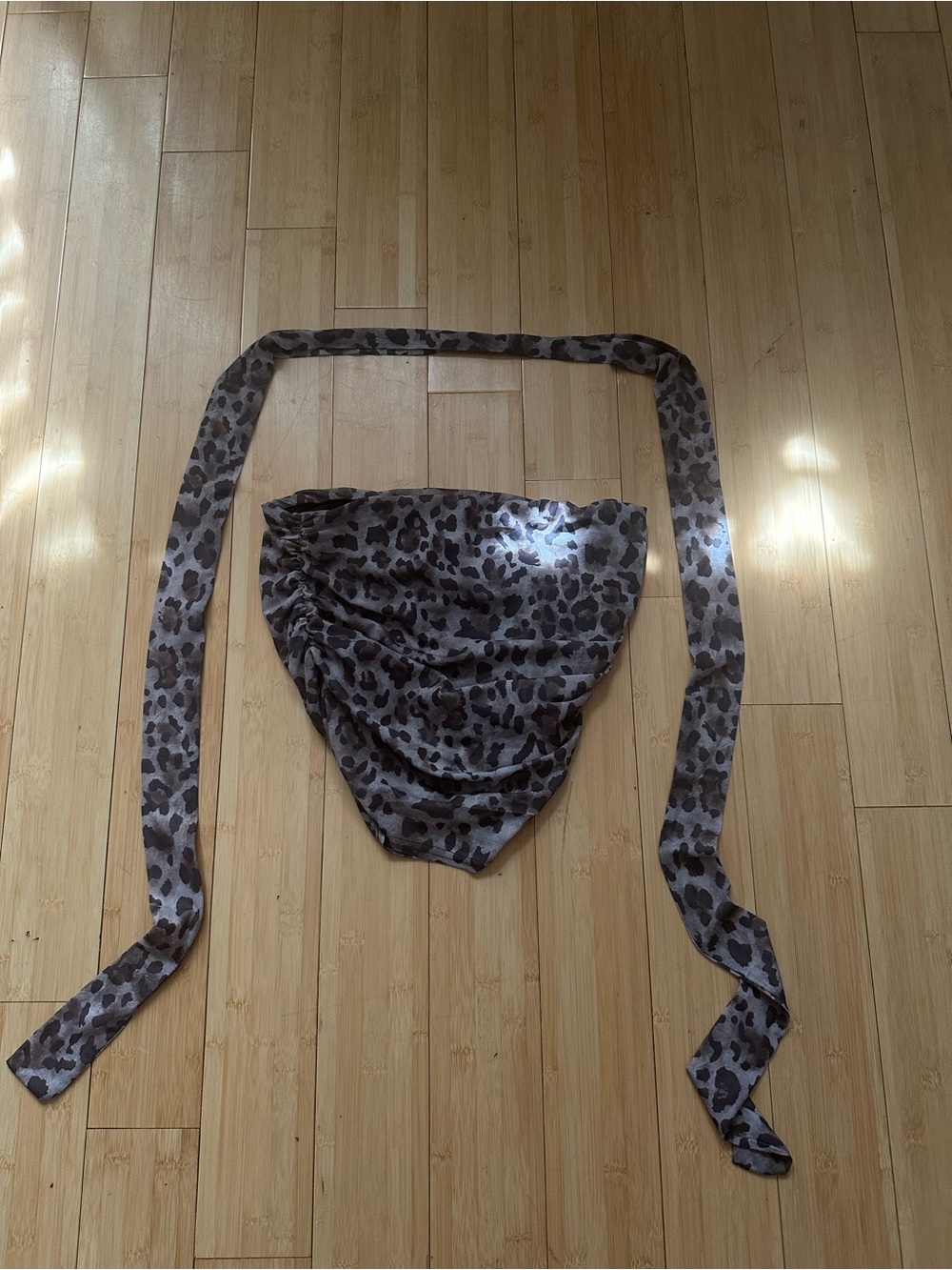 Leopard Print Scarf Top in brown and beige